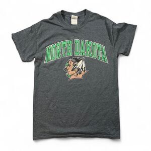 Vintage North Dakota Fighting Sioux T-Shirt Men’s Small Gray Green Logo